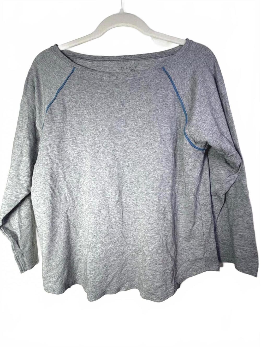 Lilla P Pima Cotton Tee Heather Gray Raglan 3/4 Sleeve Soft Top M